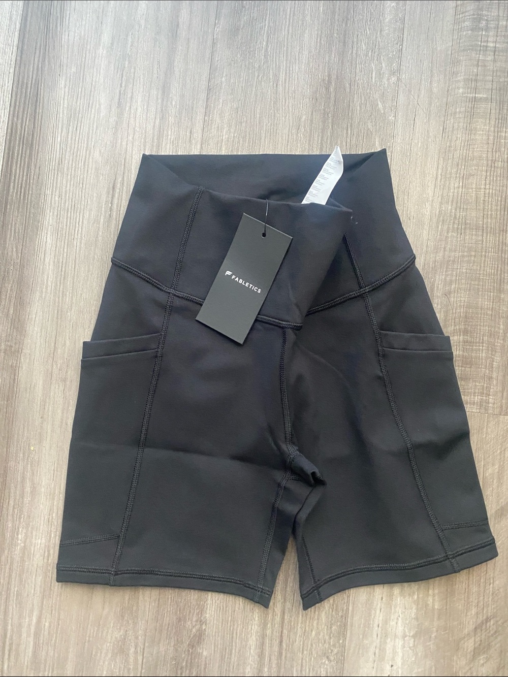 Fabletics High-Waist Black Pocketed Bike Shorts